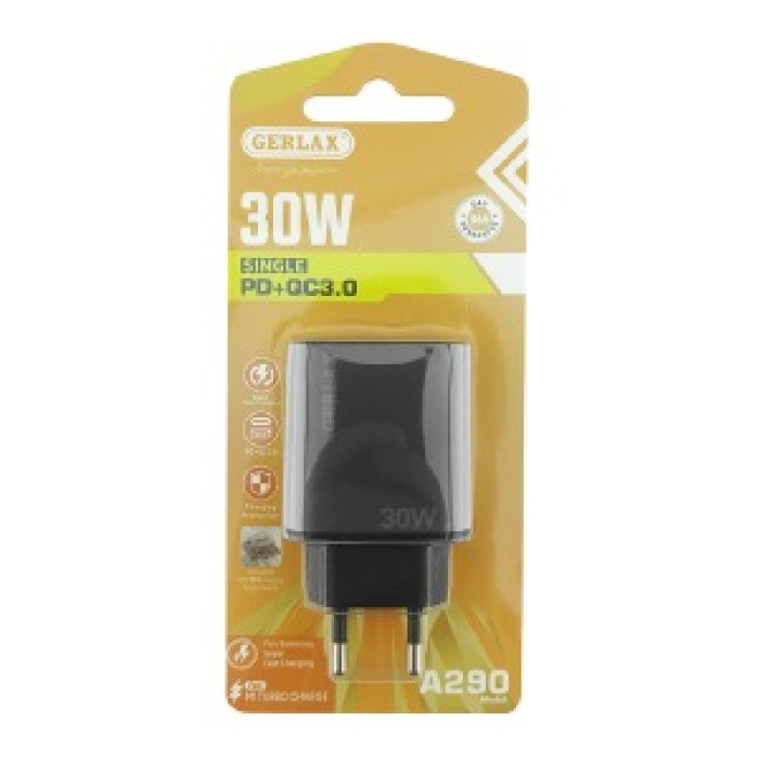 Мережевий адаптер Gerlax A290 PD30W 3A (Type-C + USB) Мережевий адаптер Gerlax A290 PD30W 3A (Type-C + USB)