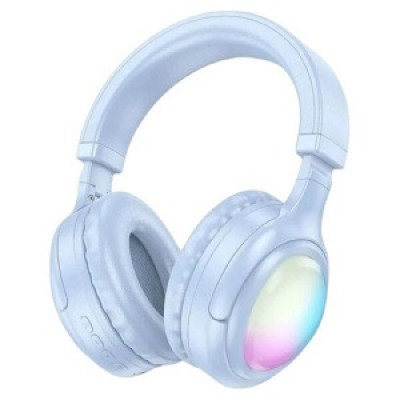 Навушники Bluetooth Hoco W48 RGB/BT5.3/TFcard небесний