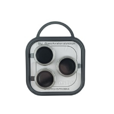 Скло на камеру iPhone 15 Pro/15 Pro Max метал сірий