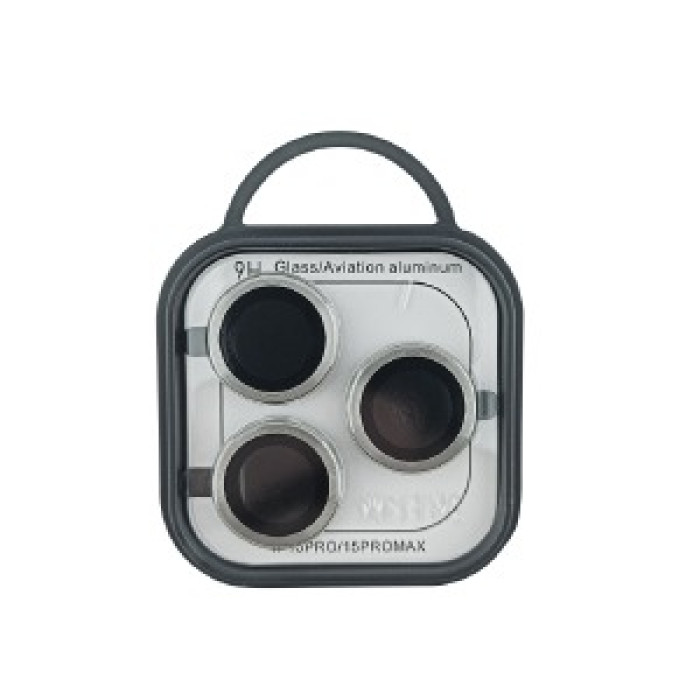 Скло на камеру iPhone 15 Pro/15 Pro Max метал сірий