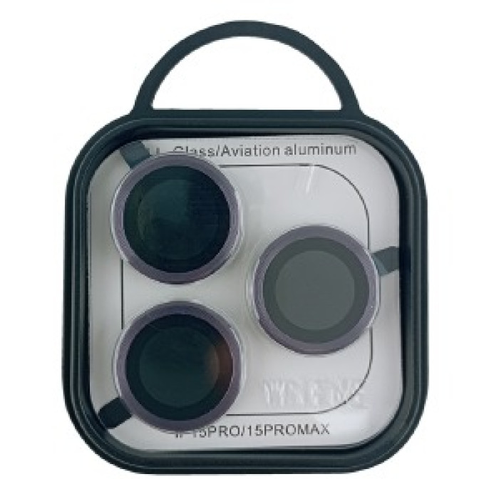 Скло на камеру iPhone 15 Pro/15 Pro Max метал фіолетовий