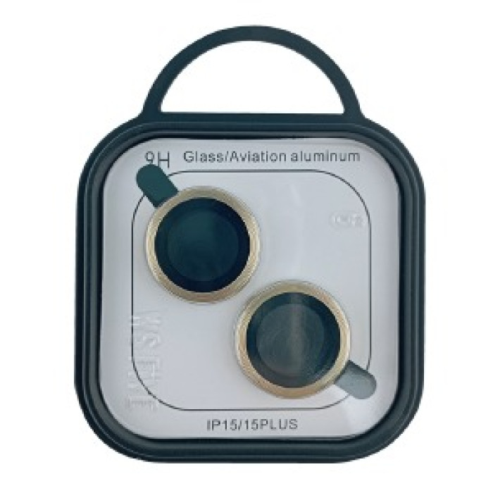 Скло на камеру iPhone 15/15+ метал золото