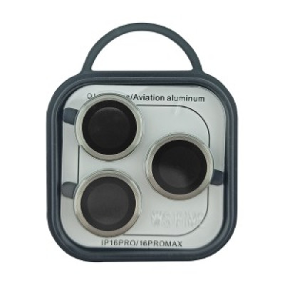 Скло на камеру iPhone 16 Pro/16 Pro Max метал сірий