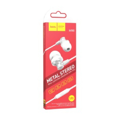 Навушники 3.5 Hoco M98 срібні 1.2 м