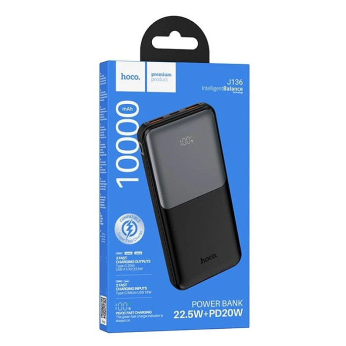 Power bank Hoco J136 10000mA 2A/2USB/22.5W/LED micro/Type-C Power bank Hoco J136 10000mA 2A/2USB/22.5W/LED micro/Type-C