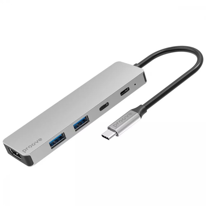 USB-C Хаб Proove Iron Link 5 in 1 (2*Type-C + 2*USB3.0 + HDMI) (silver)