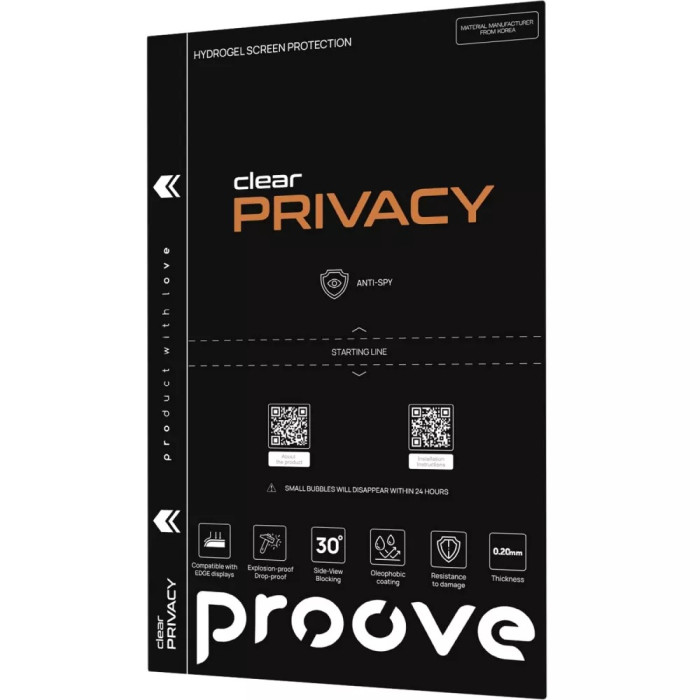 Гідрогель плівка Proove PRIVACY Clear (прозора антишпигун)
