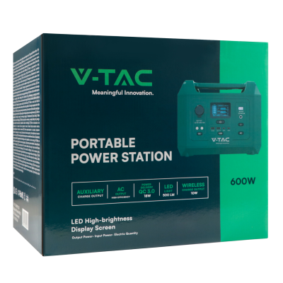Power Station V-TAC VT-606N, 600W(700W peak), 576Wh, QC 18W, PD 65W, DC, LiFePO4