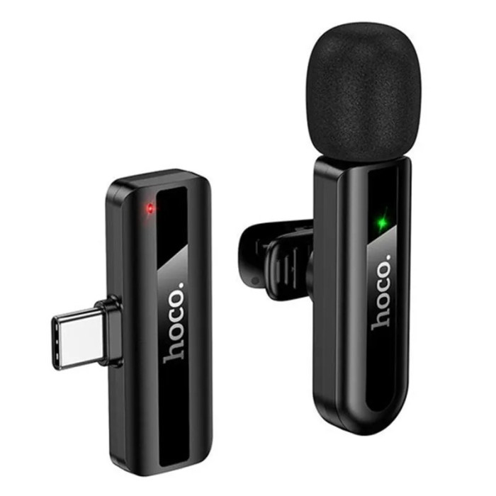 Мікрофон для стріму бездротовий Hoco L20 Type-C (петличка) чорний