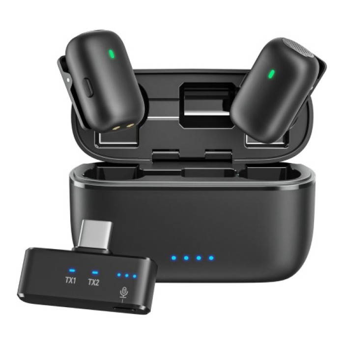 Бездротовий Петличний Мікрофон M19 Twin (Чорний)