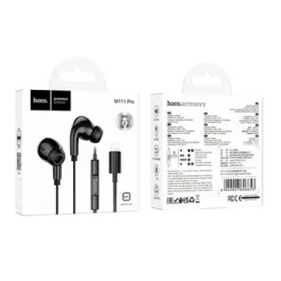 Навушники Lightning Hoco M11 Pro вкладиші чорні 1,2м