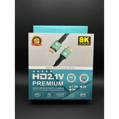 Кабель HDMI- HDMI 2.1V 1.5m 8K 120 fps (Чорний)