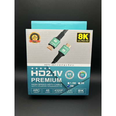 Кабель HDMI- HDMI 2.1V 3m 8K 120 fps (Чорний)