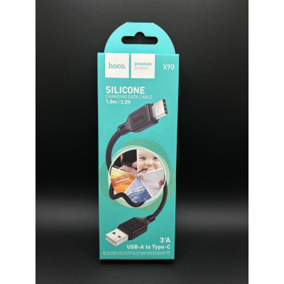 Кабель TYPE-C Hoco X90 Cool silicone 3A чорний 1м