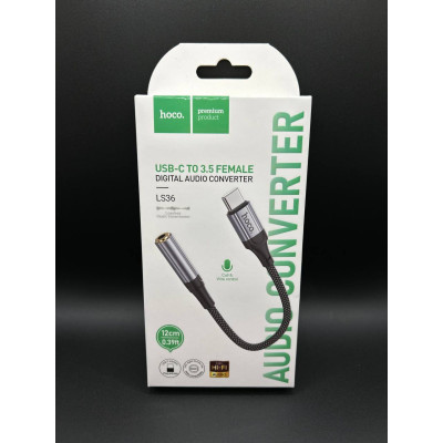Перехідник Type-C to 3.5 Hoco LS36 Fresh external sound card (Чорний)