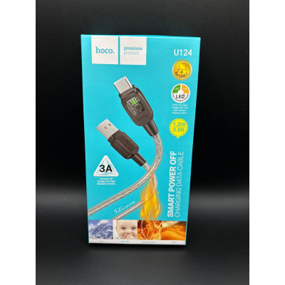 Кабель Hoco U124 Stone silicone intelligent power-off Type-C 3A 1.2m