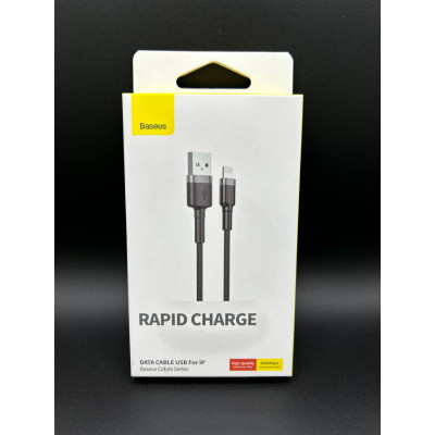 Data Кабель Lightning Baseus Cafule 2.4A 1m (Чорно-сірий)