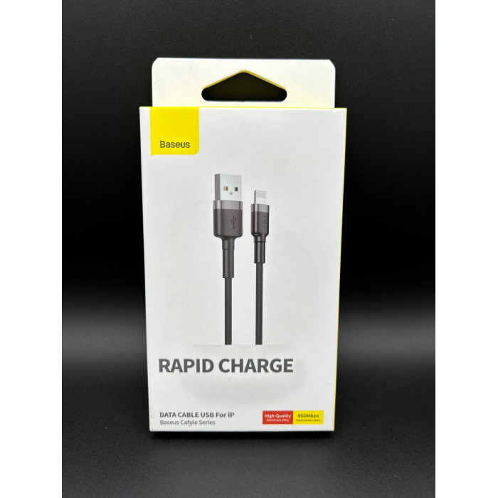 Data Кабель Lightning Baseus Cafule 2.4A 1m (Чорно-сірий)