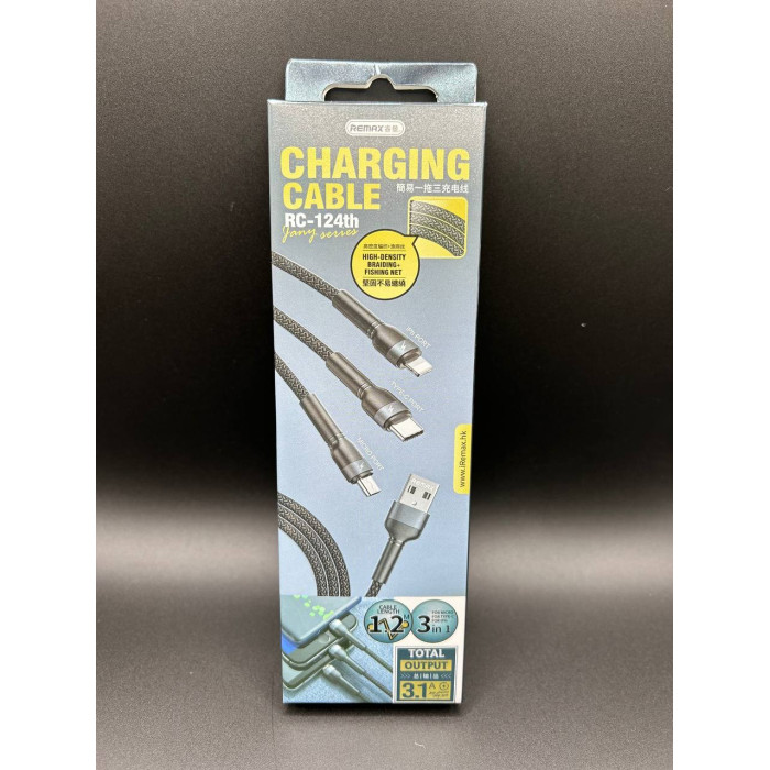 Кабель універсальний 3-in-1 Remax RC-124th Jany 3.1A Кабель універсальний 3-in-1 Remax RC-124th Jany 3.1A