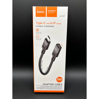 USB Перехідник Hoco U107 Type-C male to iP female adapter 10 cm/10W