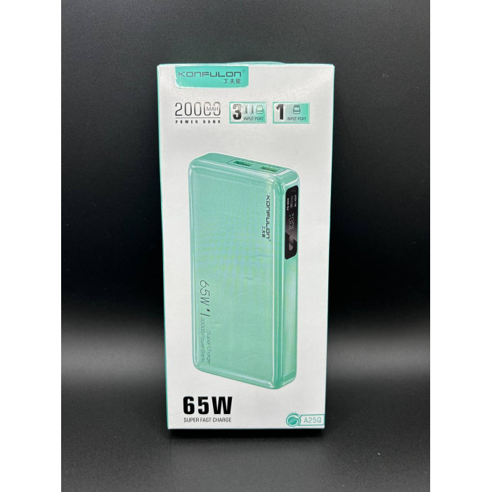 Power Bank Konfulon A25Q 20000mAh PD65W+QC3.0 22.5W (для зарядки ноутбука)