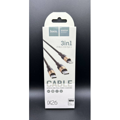 Кабель універсальний 3-in-1 Hoco X26 3.1A