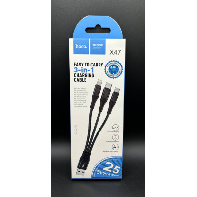 Кабель універсальний 3-in-1 Hoco X47 3.1A (0.25м)