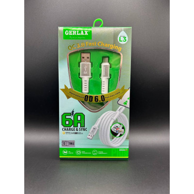 Кабель Type-C Gerlax L3 SUPER FAST CHARGE 100W 6А 1м