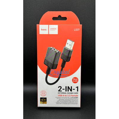 Перехідник Hoco LS37 sound card USB to 2x3.5 (Чорний)