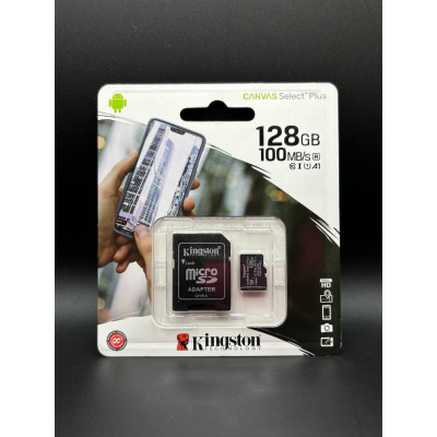 Карта памяті Kingston Canvas Select Plus 128GB (+adapter)