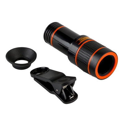 Обьєктив Для Мобільного Телефону Zoom 12х (Лінзи Скло) (Чорний)