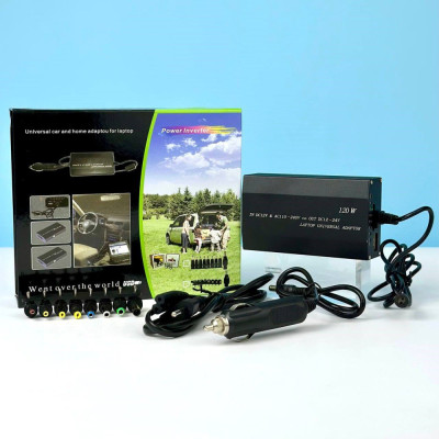 Універсальний зарядний пристрій для ноутбуків з 8-ма насадками DC 12-24V 120W+автоадаптер (Чорний)