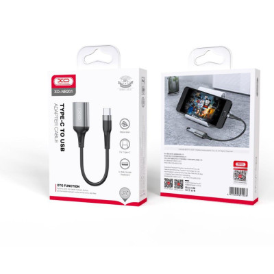 Перехідник OTG XO NB201 USB 2.0 480Mbp to Type-C (Чорний)