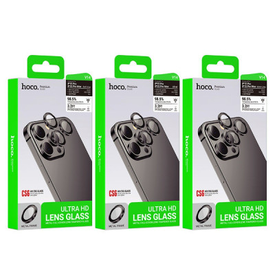 Захисне Скло на камеру Hoco Crystal clear HD 3D metal frame IPhone 15/15 Plus (V14) (Блакитний)