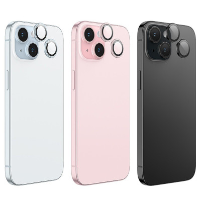 Захисне Скло на камеру Hoco Crystal clear HD 3D metal frame IPhone 15/15 Plus (V14) (Блакитний)