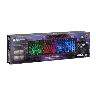 Клавіатура дротова ігрова з підсвічуванням Defender Spark GK-300L Black