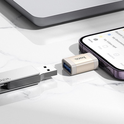 Перехідник OTG  Hoco UA31A Lightning male to USB female (Black)