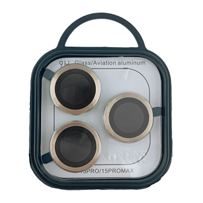 Скло на камеру iPhone 15 Pro/15 Pro Max метал золото