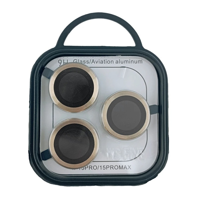 Скло на камеру iPhone 15 Pro/15 Pro Max метал золото