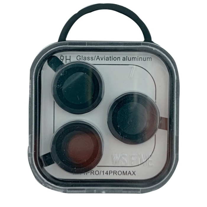 Скло на камеру iPhone 15 Pro/15 Pro Max метал чорний