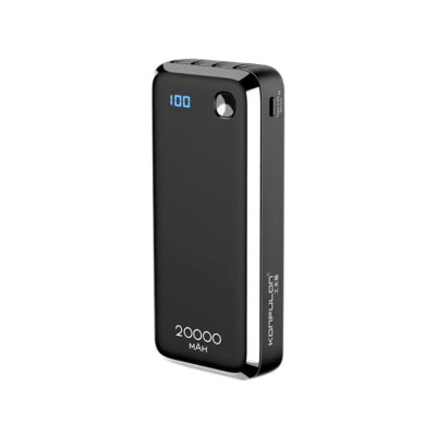 Power bank 20000mA Konfulon A23Q PD20W/USB22.5W/4 кабелі microUSB, Lightning, Type-C, USB