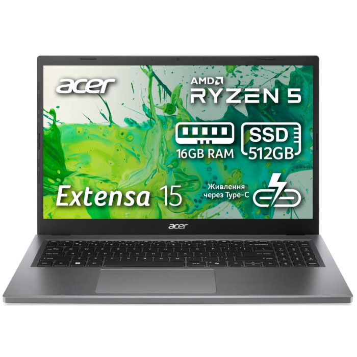 Ноутбук Acer Extensa 15 EX215-24-R7JY | 15.6" | AMD Ryzen 5 7520U (2.8-4.3GHz) | 16 ГБ | 512 ГБ | AMD Radeon 610M Graphics