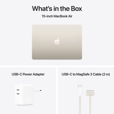 Ноутбук Apple MacBook Air 15 M4 A3241 Starlight | 15.3" | Apple M4 | 16 ГБ | 512 ГБ | Apple M4 Graphics (10-core GPU)