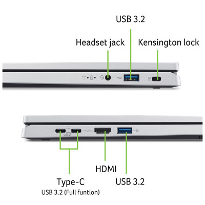 Ноутбук Acer Aspire Go 14 AG14-32P-39ZR | 14" | Intel Core 3 N355 (1.9 - 3.9 ГГц) | 16 ГБ | 512 ГБ | Intel UHD Graphics