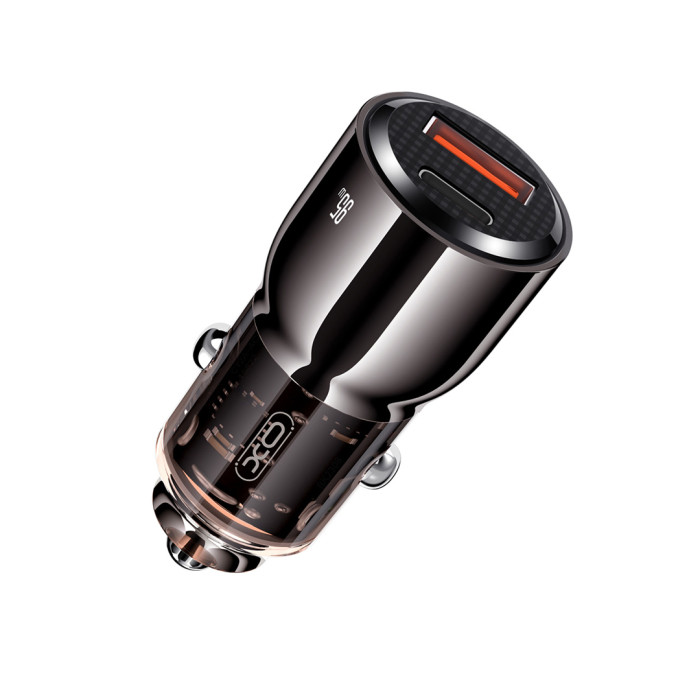 Авто адаптер XO CC58 USB+Type-C PD95W (Сірий)