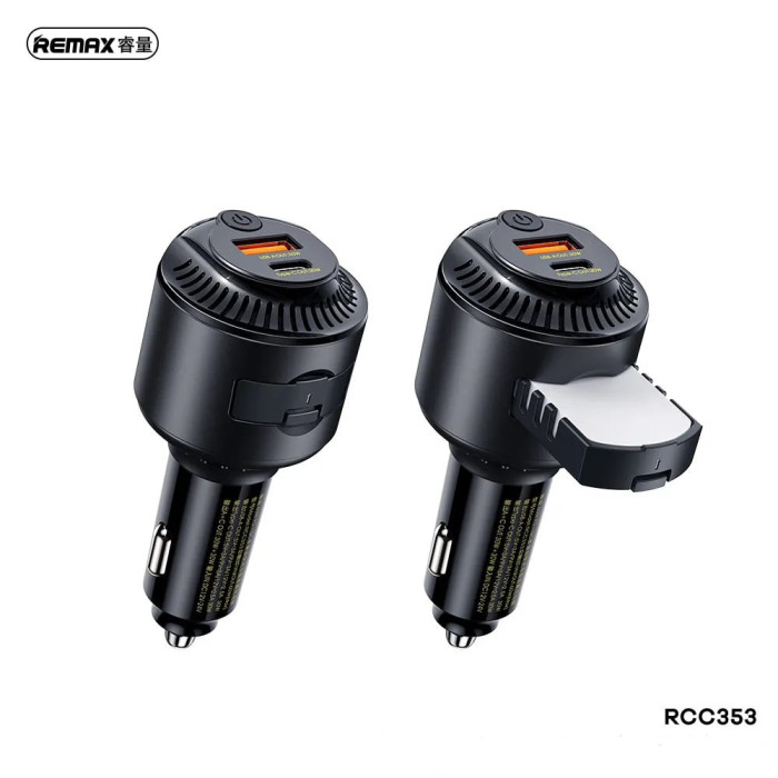 Автоадаптер Remax RCC353 60W USB+USB-C з освіжувачем повітря (Чорний)