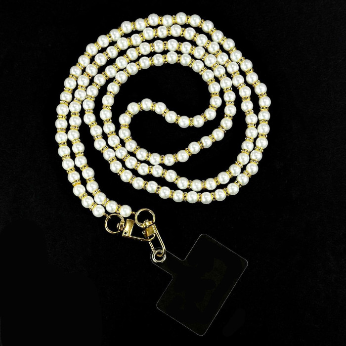 Ремінець Перлина зі стразами для телефону 130 см (Білий) Ремінець Перлина зі стразами для телефону 130 см (Білий)