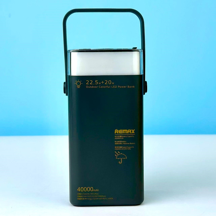 Power Bank Remax RPP-596 40000mAh PD+QC 20W+22.5W з LED підсвічуванням (Сірий)