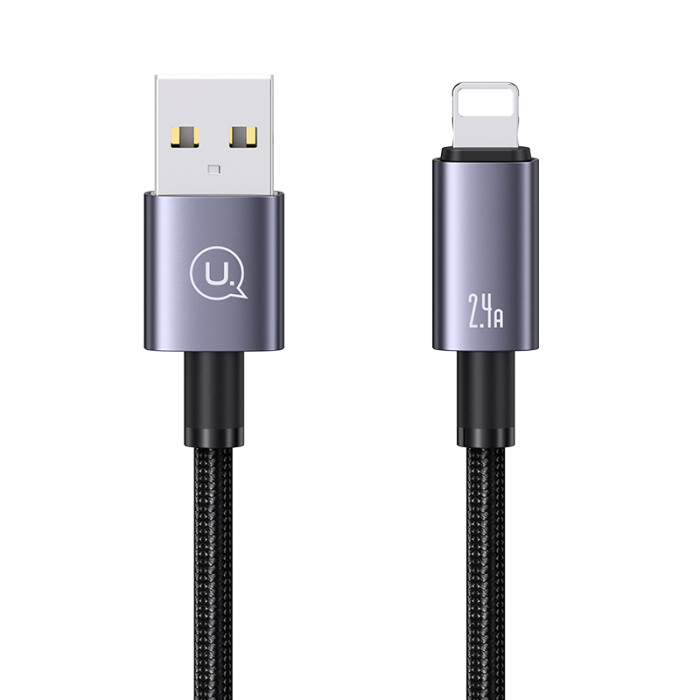 Кабель Lightning Usams Aluminum Series 2.4A  2m (Сірий)