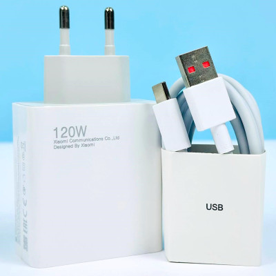Мережевий ЗП Xiaomi GaN 120W 2in1 USB & data cable Type-C (Білий)